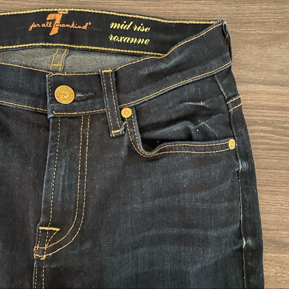 7 For All Mankind Slim Illusion Mid Rise Roxanne Skinny Jeans Classic Dark - Picture 7 of 14
